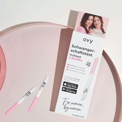 Ovy® Schwangerschaft Frühtest | HCG Test 2 Streifen | Schwangerschaftstest mit 99,9% Genauigkeit bereits 5 Tage vor der Periode