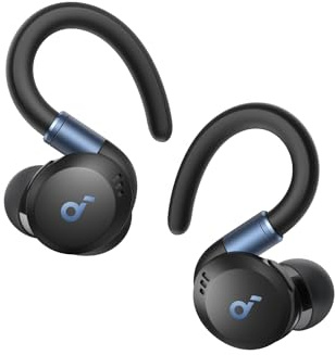 soundcore von Anker Sport X20, kabellose Workout Kopfhörer, drehbare und ausziehbare Ohrhaken, Geräuschunterdrückung, tiefer Bass, IP68 wasserdicht, schweißfest, staubdicht, 48h Play, Sport Kopfhörer