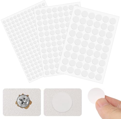 FOMGIIN 354 Stück Weiß Schraubenabdeckung Selbstklebend, Ø10mm Ø15mm Ø20mm PVC Selbstklebende Schrauben Abdeckkappen Aufkleber wasserdichte Schraubenloch für Schreibtische, Wandschränke, Möbel