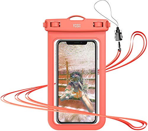 YOSH Orange wasserdichte Handyhülle, 6,8 Zoll IPX8 Unterwasser Handyhülle, Wasserfeste Handytasche Waterproof Phone Case für iPhone 17 16 15 14 13 12 11 Pro XS XR SE Samsung S26 S25 S24 S23 Xiaomi