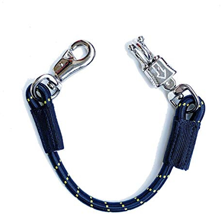 JA Horse Transport Elastik Anbinder Anbindestrick elastisch Gummianbinder Anbindekette mit Panikhaken und Bull snap für Reitsport Pferdeanhänger, Box und Stall (140 cm, schwarz)