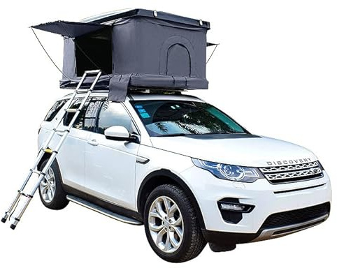 Camper´s Delight Autodachzelt | Hartschalen Pkw Dachzelt für 2 Personen | Anbauzelt fürs Camping Festival Open Air Reisezelt | 222 x 135 x 145 cm inkl. Leiter | Roadtripp Outdoor Box