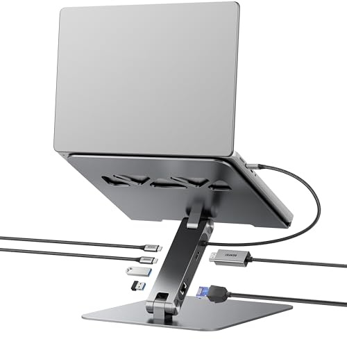 BENFEI Laptop Ständer mit 6-in-1 USB C Dockingstation: HDMI (4K@60Hz), Gigabit-LAN, 100W Power Delivery, 10Gbps (1x USB-C 3.2 & 2X USB-A 3.2) – Für MacBook Pro/Air, iPad Pro, XPS und ThinkPad