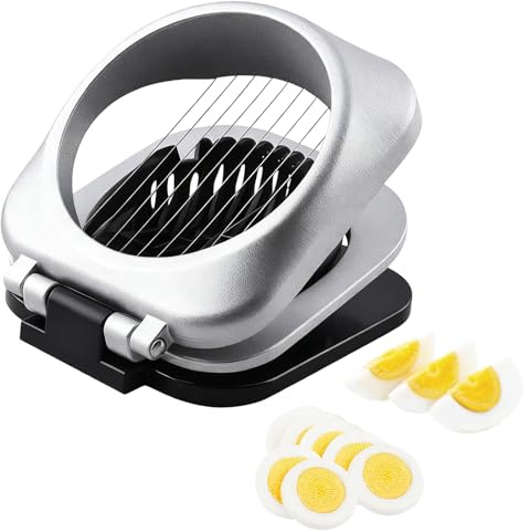 ORAGKE Premium Eierschneider Edelstahl, 2 in 1 Eierschneider Spülmaschinenfest, Profi Schneider für Eier, Mozzarella, Pilze, Tomaten, Erdbeeren, Weichobst, Eierharfe, Eierteiler, Egg Slicer