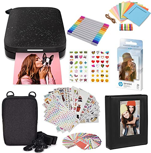 HP Sprocket Portable tragbarer Instant-Fotodrucker, 5,1 x 7,6 cm, Schwarz