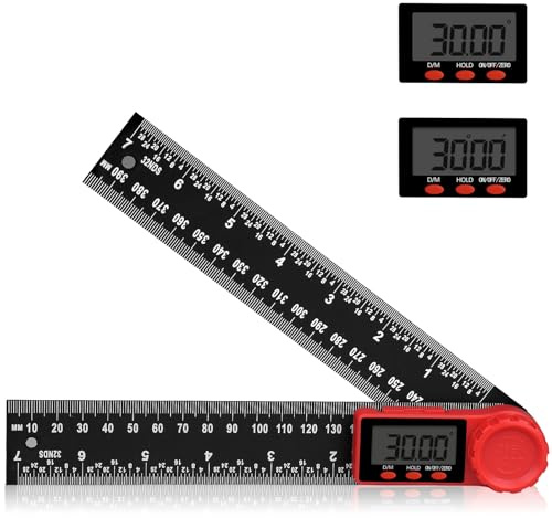 Winkelmesser Digital, Aweohtle 2 in 1 Digitaler Winkelmesser mit Lcd Anzeige,HOLD und Feststell Funktion, 360° drehbares Winkellineal für Maschinenbau, Holzbearbeitung und Messung - 400mm