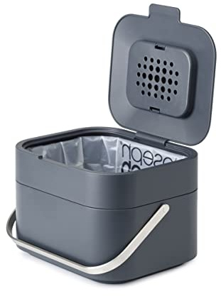 Joseph Joseph Stack 4 - Komposteimer küche, biomülleimer mit Geruchsfilter und Deckel, Plastik, 4 Liter, Graphit