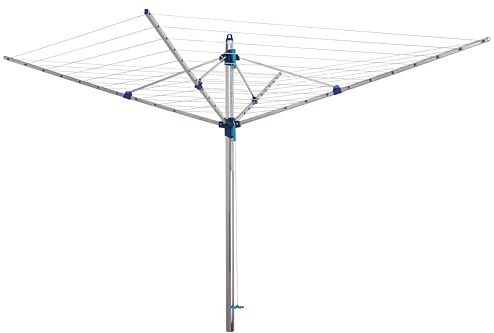 Blome Wäschespinne Medium Plus 60m blau inkl. Bodenhülse - Wäsche Spinne draußen, Made in Germany
