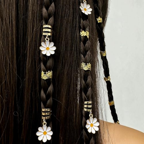 XCSJ 45 Pcs Dreadlocks Schmuck, Verstellbar Metall Cuffs | Blumen Haarschmuck Zum Flechten, Haarperlen Zum Klipsen, Haarschnüre Für Zöpfe, Haarschmuck Dreadlocks Für Frauen, Mädchen