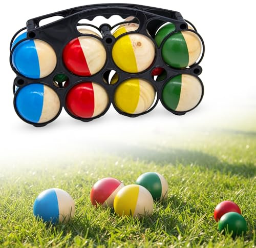 Spetebo Holz Boule Set mit Tragetasche - 8 Holz Kugeln - Boccia Petanque Garten Spiel Wurfspiel Kinder