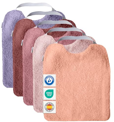 MIMUSELINA Set aus 5 Große Frottee Lätzchen Baby Wasserdicht Wiederverwendbar aus Baumwolle Premium mit Elastischem Hals | Hochwertige OEKO-TEX Lätzchen Baumwolle Ohne Plastik
