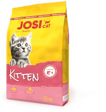 JosiCat Kitten | 10kg | Junior | Katzenfutter trocken mit Geflügel | Premium Trockenfutter mit Geflügel & Lachsöl für wachsende / säugende Katzen | Vitamine | eiweißreich | powered by JOSERA