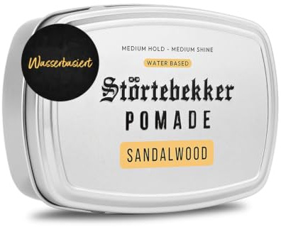 Störtebekker® Premium Pomade Wasserbasiert Sandelholz - Pomade Herren - Mittlerer Halt - Mittlerer Glanz - Haarwachs 125ml - Barbershop Haarpomade - Haarstyling Made in Germany