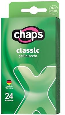 chaps Kondome classic natur, natürlich & gefühlsecht, transparent - für ein sinnliches Vergnügen, Made in Germany , 24 Stück (1er Pack)