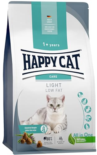 Happy Cat 70603 - Sensitive Adult Light - Trockenfutter mit Geflügel für übergewichtige Katzen und Kater - 1,3 kg Inhalt