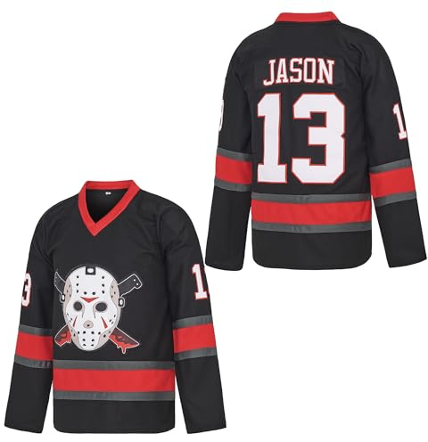 Ucavan Herren Voorhees 13 Hockeytrikot Halloween Stitched