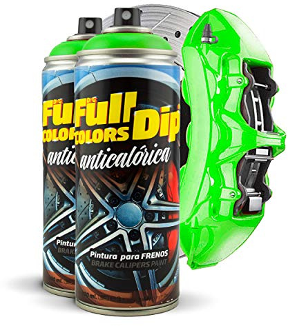 FullColors Kit x2 Lacksprays für Bremssättel, 400 ml, einfache Anwendung, professionelles Finish (Farben zur Auswahl) (Limettengrün)