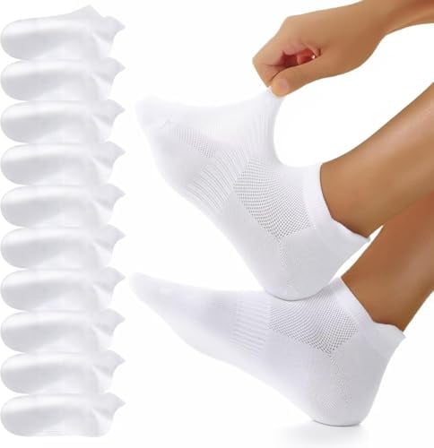YouShow 10 Paar Sneaker Socken Herren Damen Kurz Sportsocken Atmungsaktive Baumwolle Laufsocken Weiß 39-42