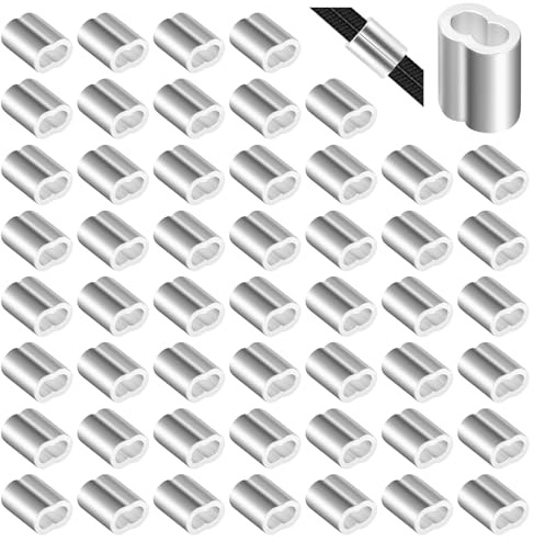 Flintronic Seilklemmen 3mm, 60 Stück Aluminiumhülsen Quetschhülsen 3mm, Würgeklemmen aus Aluminium Doppelhülsen für Seile Draht Seilverbinder Drahtseil Stahlseil Gummiseil und Kabel