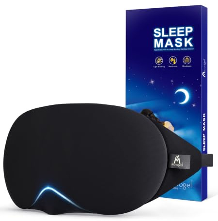 Mavogel Schlafmaske Baumwolle - Verstellbarer Nasensteg & Lichtblockierung | Aktualisiertes Design, weiche und bequeme Schlafbrille für Herren und Frauen für Schichtarbeit inklusive Reisetasche, Schwarz
