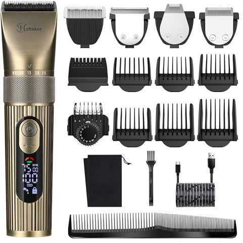 Hatteker Herren Bartschneider Professionelle Akku Haarschneider Haarschneider Rasierer Detail Trimmer für Männer Wasserdicht 4 in 1