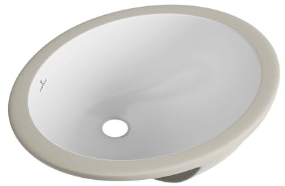 SmartSylva Ovale Unterbau-Waschbecken, 42,5 x 33 cm, Keramik, Waschbecken mit Überlauf, weiße