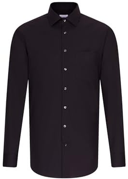 Seidensticker Herren Mens Regular Longsleeve Cotton Business Shirt, Schwarz(001000), 43 EU