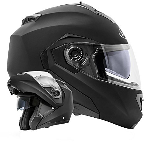ATO Moto Motorradhelm Montreal Schwarz matt Größe S 55 cm bis 56 cm Klapphelm Integralhelm mit Doppelvisier System mit Sonnenblende ECE 2205