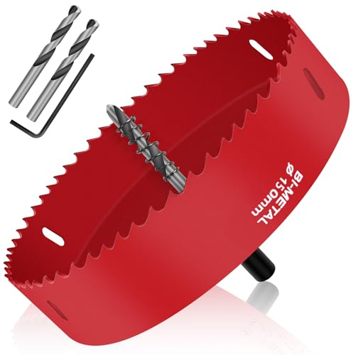 JatilEr 150MM Lochsäge, Lochsägen Set Kit Durchmesser Hochleistungs-Lochschneidöffner Bimetall-Lochsäge für Holz Aluminium Eisenblech Rohr Kunststoff usw. (rot)