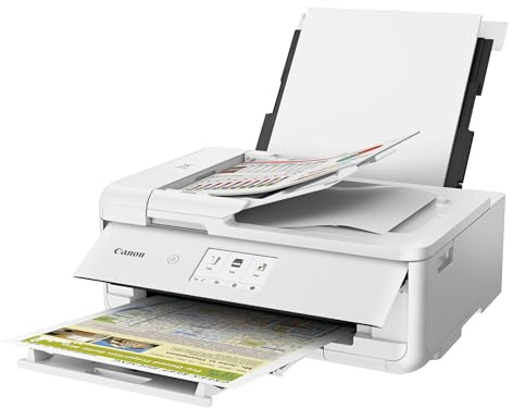 Canon PIXMA TS9551Ca Drucker Farbtintenstrahl Multifunktionsgerät DIN A4 A3 (Drucker A3, Scanner, Kopierer, 5 Separate Tinten, WLAN, LAN, Print App, 2 Papierzuführungen, Duplexdruck) weiß