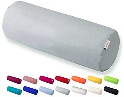 beties Basic Nackenrollenbezug ca. 15x40 cm Kissenhülle 100% Baumwolle in vielen fröhlichen Uni-Farben (grau)