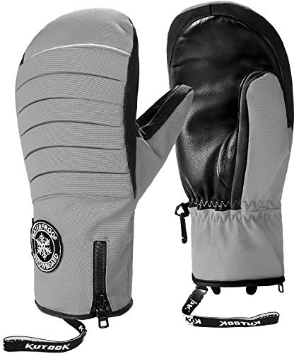 KUTOOK Skihandschuhe Ziegenleder Fäustlinge Wasserdicht Warm Winter Snowboard Handschuhe Winddicht Winterhandschuhe Herren Damen Fleece für Ski Snowboard Outdoor