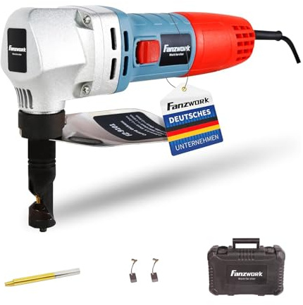 FANZWORK Knabber Blechknabber Knabber Nibbler Blechschere Blechnibbler 600W (mit Koffer und 2 x Stempeln)