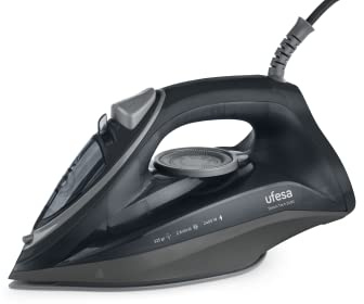 Ufesa Steam Tech 2400 Dampfbügeleisen, W, Dampfstoß, max. 120 g, Konstante 0 – 30 g/min, Keramik-Sohle, Doppel-Anti-Kalk-System, Anti-Tropf, Schwarz, Amazon-Exklusiv