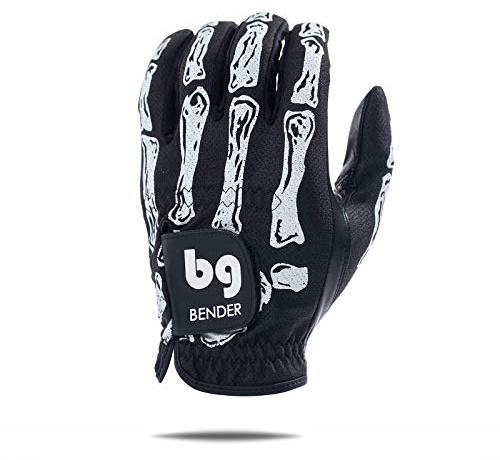 BG Bender Golfhandschuh | Auf der linken Seite tragen | (Schwarze Knochen, Herren groß)
