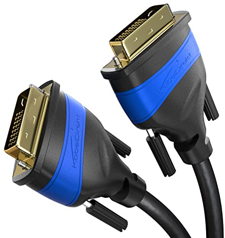 KabelDirekt – Dual Link DVI Kabel – mit Ferritkern für störungsfreie Signalübertragung – 2m (digitales DVI-D/24+1 Monitor Kabel, bis zu 2560×1600 bei 60Hz oder Full HD/1080p)