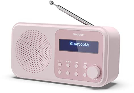 SHARP DR-P420(PK) Tragbares DAB+ Radio mit Bluetooth 5.0, DAB+/FM, USB- oder Batteriebetrieb, Dual-Wecker, 40 Senderspeicher, Kopfhöreranschluss – Tokyo Digitalradio Blossom Pink