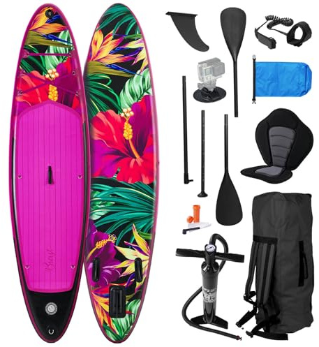 BRAST SUP Board Lady | Aufblasbares Stand up Paddle Set für Frauen | 300cm viele Modelle | inkl. Sonderzubehör | 2in1 Paddel Kajak-Sitz Action-Cam-Halterung Fußschlaufe Pumpe Rucksack | Tropic