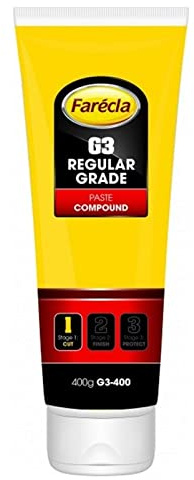 Farecla G3 Schleif- und Polierpaste, 400 g-Tube, zum Polieren von Autos, Entfernen von Kratzern und zum Wiederherstellen von Farbe – beständige Politur – enthält keine Füllstoffe, Kratzspuren kommen also nicht wieder.