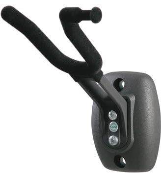 K&M 16580 Violinen-Wandhalter Schwarz - starre Gabel mit Bogenhalter und Filzbezug - für Geige und Bratsche