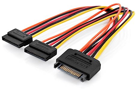 Digitus Assmann Electronic AK-430405-003-M Internes 0,3 m SATA 2 x 15-Pin SATA Stromkabel Schwarz, Rot, Gelb