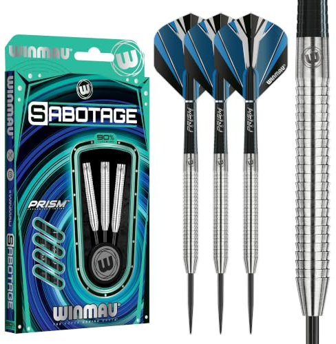 WINMAU Sabotage 20g Profi Wolfram Steeltip Dartpfeile Set mit Flights und Schäfte