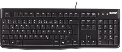 Logitech K120 Kabelgebundene Tastatur für Windows, USB Plug & Play, Volle Größe, Spritzwassergeschützt, Gekrümmte Leertaste, Kompatibel mit PC, Laptop, Deutsches QWERTZ-Layout - Schwarz