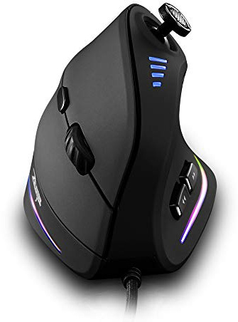 zelotes Ergonomische Maus mit Joystick,10000DPI,11 Programmierbare Tasten,USB Optische Vertikale Gaming Maus mit Kabel,für Laptop,Computer,PC,Schwarz