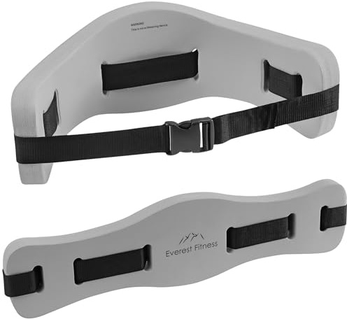 EVEREST FITNESS Schwimmgürtel für Wasser Fitness und Gymnastik - Schwimm Gürtel bis 100 kg für Erwachsene - Verstellbarer Wasser Fitness Gurt - Grau