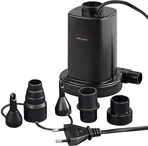 infactory Elektroluftpumpe: Elektrische Luftpumpe für schnelles Auf- & Abpumpen, 230 Volt (Elektrische Pumpe Luftmatratze, Luftpumpe Matratze, Luft)