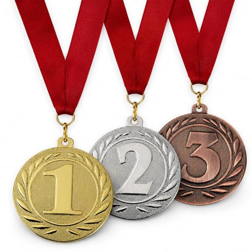 Larius 3 Stücke Metall Gewinner Award Medaillen für Sport, Wettbewerbe, 1 2 3 Platz (1-2-3-Platz)