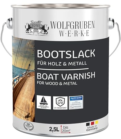 Bootslack Parkettlack Schiffslack Holzlack Seidenglänzend Farblos für Holz Boot Schiff 2,5L