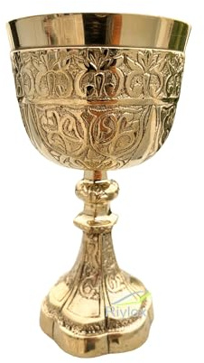 Riylox Mittelalterlicher Weinkelch, handgefertigt, Gothic-Kelch, goldene Kommunion-Tasse von König Arthur, massives Messing, Vintage-Trinkglas, handgefertigt, luxuriöses Dekor, Geschenk für Hochzeit,