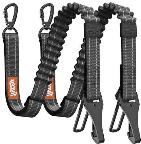 Tivray 2 Stück Anschnallgurt Hund Auto, Bungee Hund Auto Sicherheitsgurt, Auto Sicherheitsleine mit Schnalle und Clip Haken, Einstellbar Reflex Geschirr Tether, 360° Swivel Karabiner, Schwarz